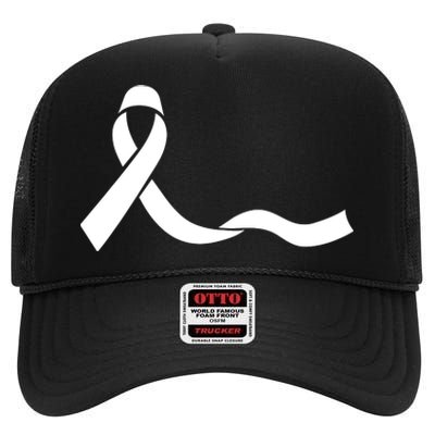 Colon Cancer Awareness Ribbon Black High Crown Mesh Back Trucker Hat