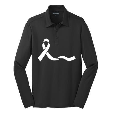 Colon Cancer Awareness Ribbon Black Silk Touch Performance Long Sleeve Polo