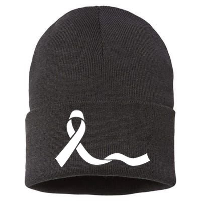 Colon Cancer Awareness Ribbon Black Sustainable Knit Beanie