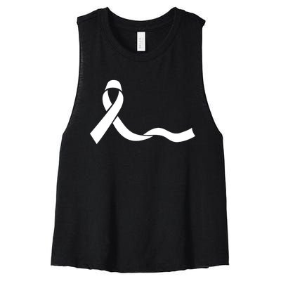 Colon Cancer Awareness Ribbon Black Women's Racerback Cropped Tank