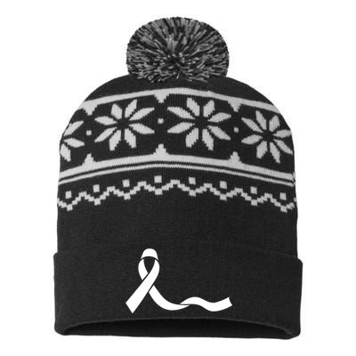 Colon Cancer Awareness Ribbon Black USA-Made Snowflake Beanie