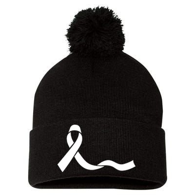 Colon Cancer Awareness Ribbon Black Pom Pom 12in Knit Beanie