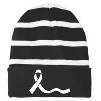 Colon Cancer Awareness Ribbon Black Striped Beanie with Solid Band