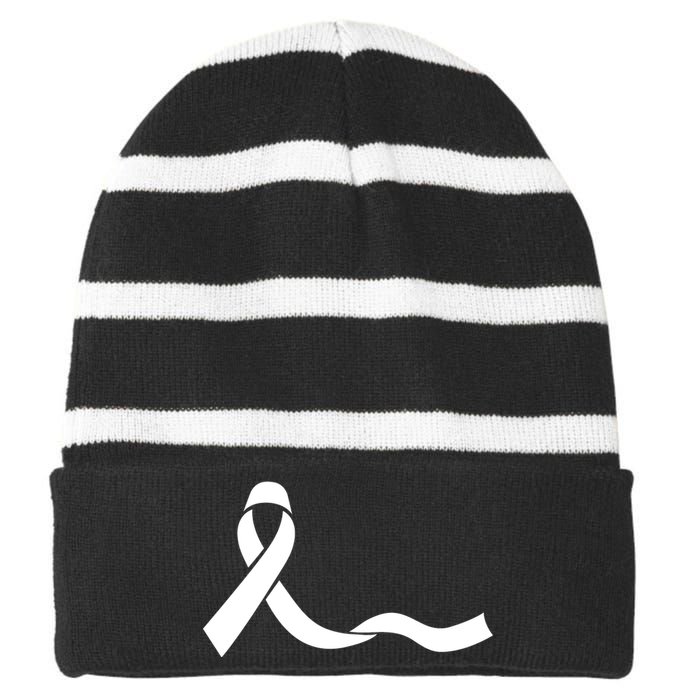 Colon Cancer Awareness Ribbon Black Striped Beanie with Solid Band