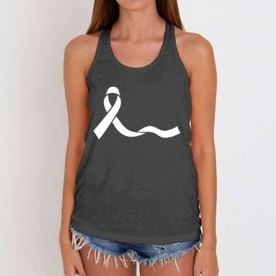 Colon Cancer Awareness Ribbon Black Women's Knotted Racerback Tank