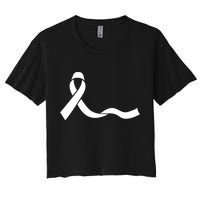 Colon Cancer Awareness Ribbon Black Women's Crop Top Tee