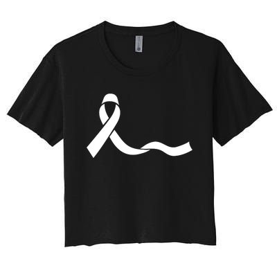 Colon Cancer Awareness Ribbon Black Women's Crop Top Tee