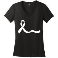 Colon Cancer Awareness Ribbon Black Women's V-Neck T-Shirt