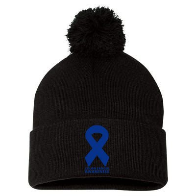 Colon Cancer Awareness Ribbon Pom Pom 12in Knit Beanie