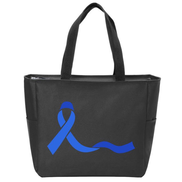 Colon Cancer Awareness Ribbon Zip Tote Bag