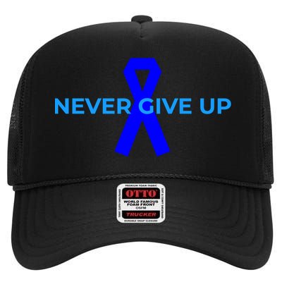 Colon Cancer Awareness Ribbons High Crown Mesh Back Trucker Hat