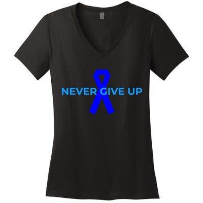 Colon Cancer Awareness Ribbons Women's V-Neck T-Shirt
