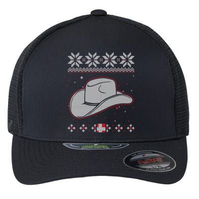 Country Cow And Western Cow Hat Ugly Christmas Cow Gift Flexfit Unipanel Trucker Cap