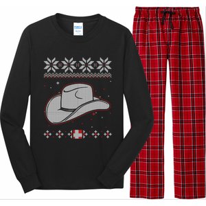 Country Cow And Western Cow Hat Ugly Christmas Cow Gift Long Sleeve Pajama Set