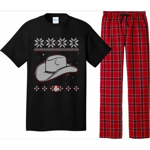 Country Cow And Western Cow Hat Ugly Christmas Cow Gift Pajama Set