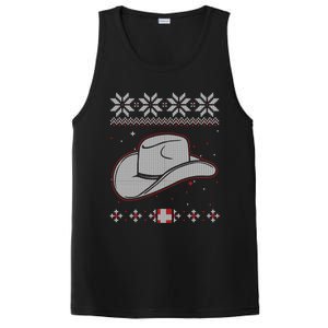 Country Cow And Western Cow Hat Ugly Christmas Cow Gift PosiCharge Competitor Tank