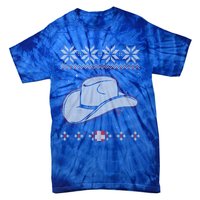 Country Cow And Western Cow Hat Ugly Christmas Cow Gift Tie-Dye T-Shirt