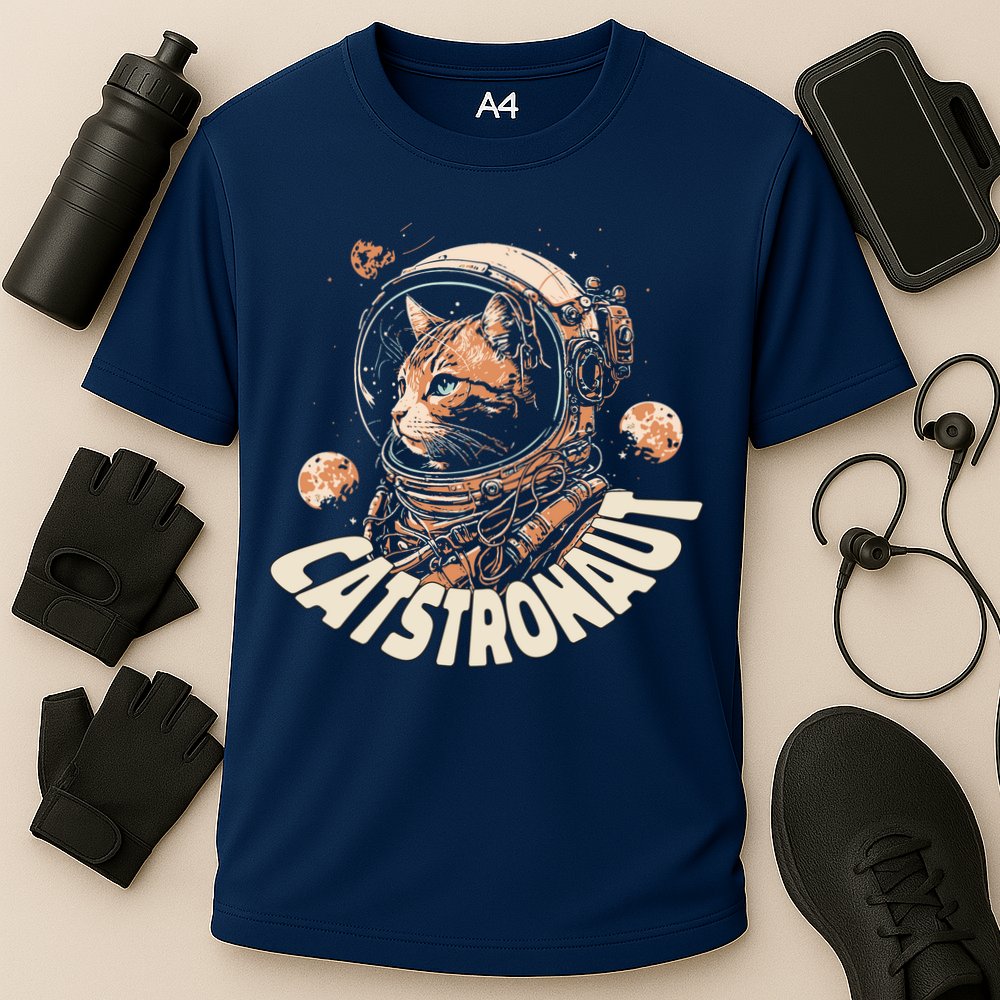 Catstronaut Cat Animal Astronaut Cooling Performance Crew T-Shirt