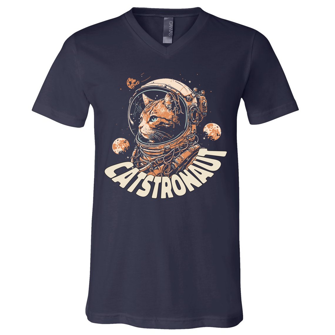 Catstronaut Cat Animal Astronaut V-Neck T-Shirt