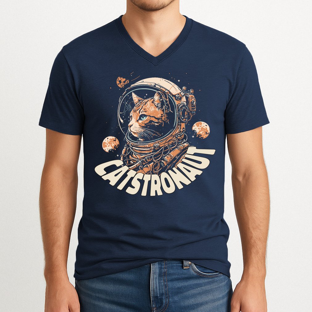 Catstronaut Cat Animal Astronaut V-Neck T-Shirt