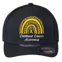 Childhood Cancer Awareness Rainbow Leopard Ribbon Flexfit Unipanel Trucker Cap