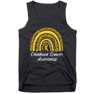 Childhood Cancer Awareness Rainbow Leopard Ribbon Tank Top