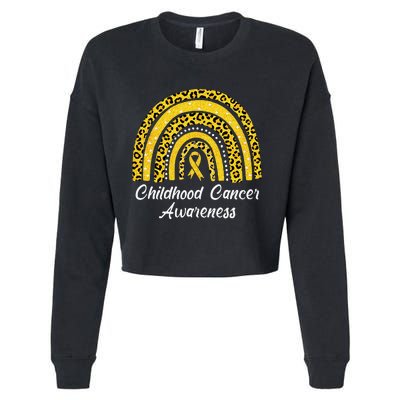 Childhood Cancer Awareness Rainbow Leopard Ribbon Cropped Pullover Crew