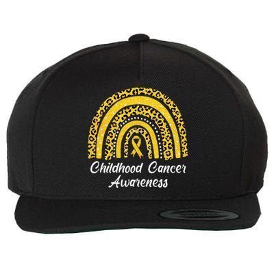 Childhood Cancer Awareness Rainbow Leopard Ribbon Wool Snapback Cap