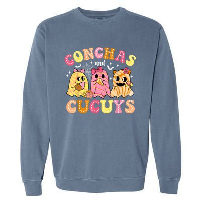 Cute Conchas And Cucuys Ghost Funny Halloween Mexican Ghost Garment-Dyed Sweatshirt