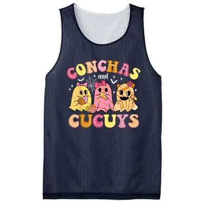 Cute Conchas And Cucuys Ghost Funny Halloween Mexican Ghost Mesh Reversible Basketball Jersey Tank