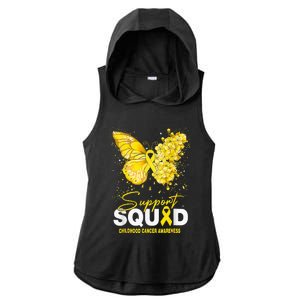 Childhood Cancer Awareness Support Squad Butterfly Ladies PosiCharge Tri-Blend Wicking Draft Hoodie Tank