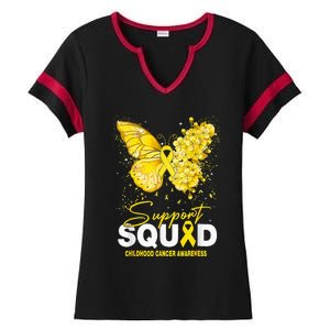 Childhood Cancer Awareness Support Squad Butterfly Ladies Halftime Notch Neck Tee