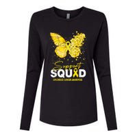 Childhood Cancer Awareness Support Squad Butterfly Womens Cotton Relaxed Long Sleeve T-Shirt