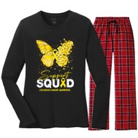 Childhood Cancer Awareness Support Squad Butterfly Women's Long Sleeve Flannel Pajama Set 