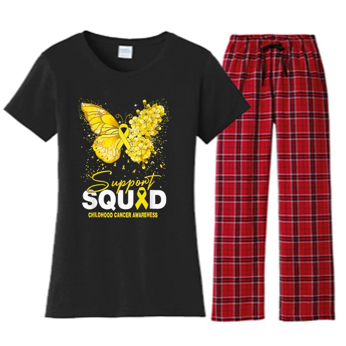 Childhood Cancer Awareness Support Squad Butterfly Women's Flannel Pajama Set