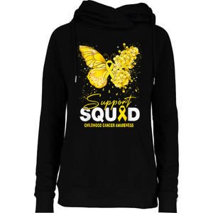 Childhood Cancer Awareness Support Squad Butterfly Womens Funnel Neck Pullover Hood