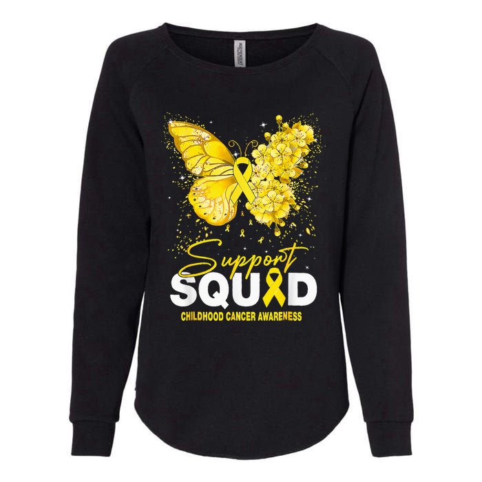 Childhood Cancer Awareness Support Squad Butterfly Womens California Wash Sweatshirt