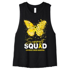 Childhood Cancer Awareness Support Squad Butterfly Women's Racerback Cropped Tank