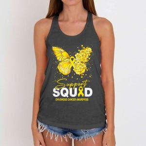 Childhood Cancer Awareness Support Squad Butterfly Women's Knotted Racerback Tank