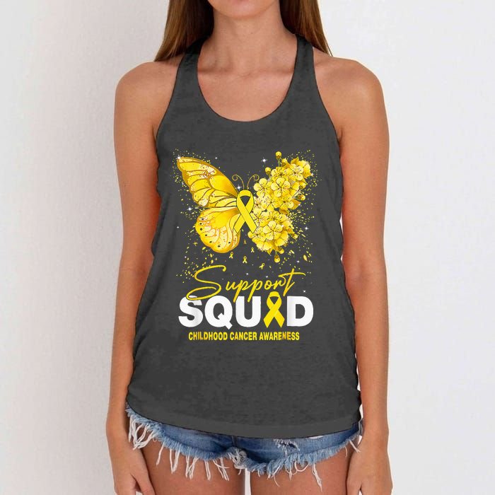 Childhood Cancer Awareness Support Squad Butterfly Women's Knotted Racerback Tank