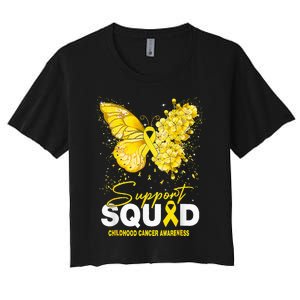 Childhood Cancer Awareness Support Squad Butterfly Women's Crop Top Tee