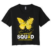 Childhood Cancer Awareness Support Squad Butterfly Women's Crop Top Tee