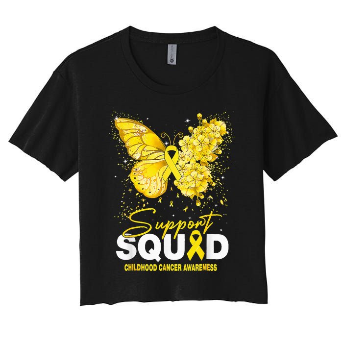 Childhood Cancer Awareness Support Squad Butterfly Women's Crop Top Tee