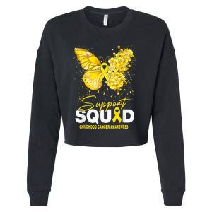 Childhood Cancer Awareness Support Squad Butterfly Cropped Pullover Crew