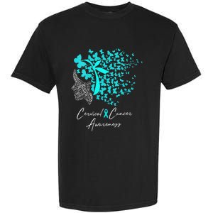 Cervical Cancer Awareness Teal Butterflies Garment-Dyed Heavyweight T-Shirt