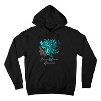 Cervical Cancer Awareness Teal Butterflies Hoodie