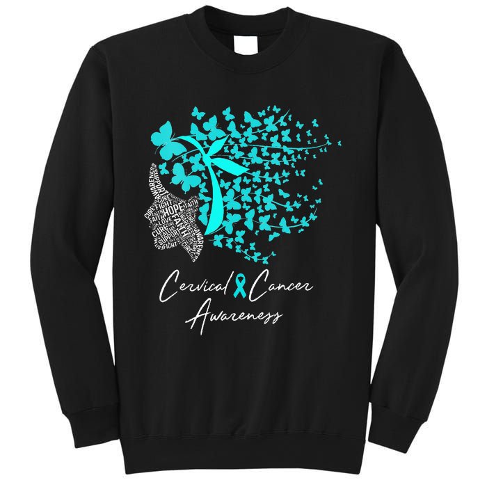 Cervical Cancer Awareness Teal Butterflies Sweatshirt