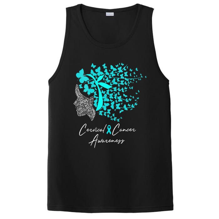 Cervical Cancer Awareness Teal Butterflies PosiCharge Competitor Tank