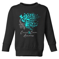 Cervical Cancer Awareness Teal Butterflies Toddler Sweatshirt