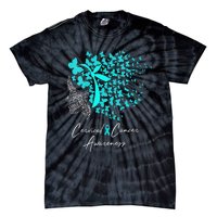 Cervical Cancer Awareness Teal Butterflies Tie-Dye T-Shirt